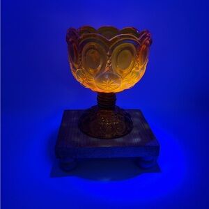 Vintage Moon and Stars Elegant Amber‎ Glass Compote Footed Dish